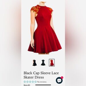 Red cap sleeve lace skater dress size XL new with tags